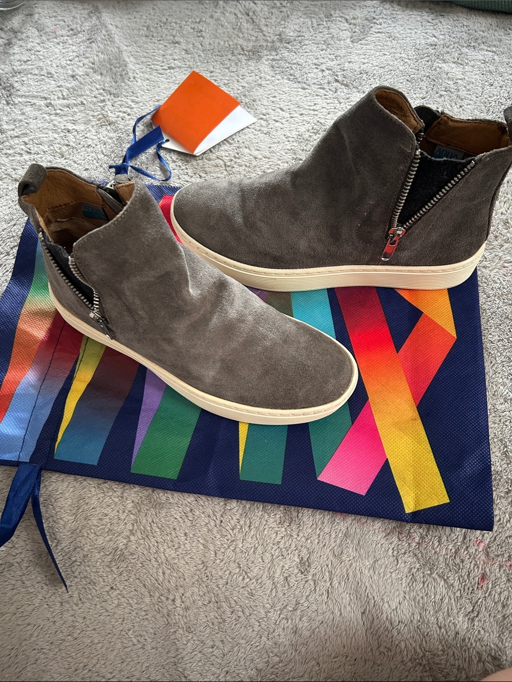 Aqua Gray Suede Chukka Boots with Side Zip